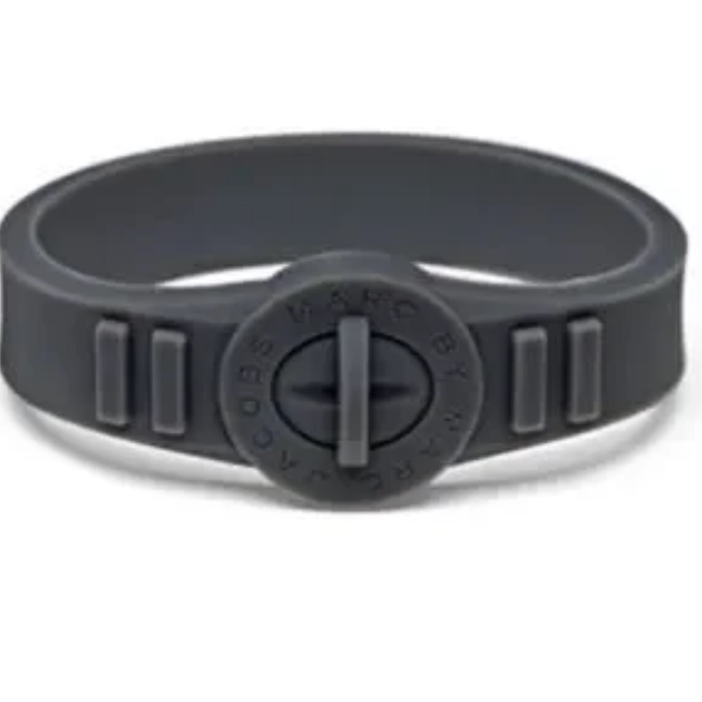 Marc Jacobs Dark Gray Silicone Bracelet with Branded Round Clasp